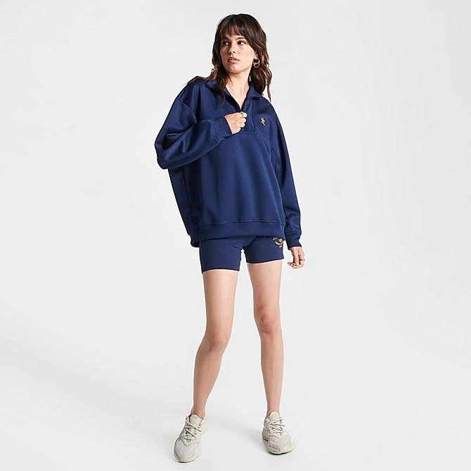 Women's Adidas Adicolor Classics Oversized Quarter-Zip Sweatshirt Navy/Gold - II0747 415 4 Women's Adidas Adicolor Classics Oversized Quarter-Zip Sweatshirt Navy/Gold - II0747 415 - Image 2