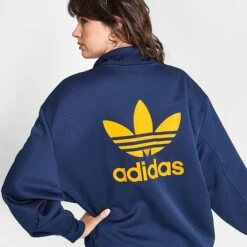Women's Adidas Adicolor Classics Oversized Quarter-Zip Sweatshirt Navy/Gold - II0747 415 13 Women's Adidas Adicolor Classics Oversized Quarter-Zip Sweatshirt Navy/Gold - II0747 415 -Nike Store II0747 415 M6