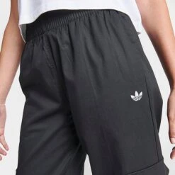 Women's Adidas Originals Wide Cargo Pants Black - IJ8183 001 -Nike Store IJ8183 001 M4