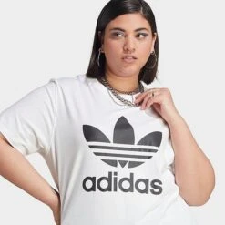 Women's Adidas Originals Adicolor Classics Trefoil T-Shirt (Plus Size) White - IK4041 100 -Nike Store IK4041 100 M4