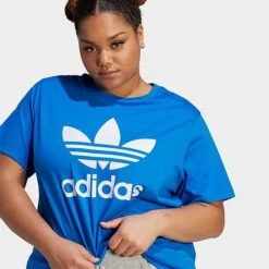 Women's Adidas Originals Adicolor Classics Trefoil T-Shirt (Plus Size) Bluebird - IK4043 430 -Nike Store IK4043 430 M4