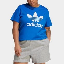 Women's Adidas Originals Adicolor Classics Trefoil T-Shirt (Plus Size) Bluebird - IK4043 430 -Nike Store IK4043 430 M6