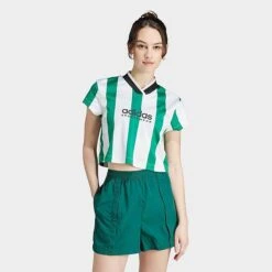 Women's Adidas Tiro Colorblock Cropped T-Shirt Collegiate Green/White - IM4997 305