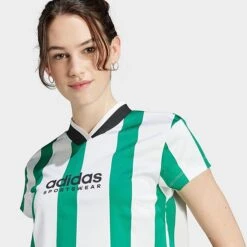 Women's Adidas Tiro Colorblock Cropped T-Shirt Collegiate Green/White - IM4997 305 -Nike Store IM4997 305 M4
