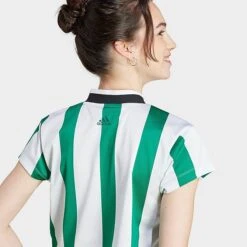 Women's Adidas Tiro Colorblock Cropped T-Shirt Collegiate Green/White - IM4997 305 -Nike Store IM4997 305 M5