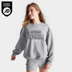 Women's Adidas Originals BF Varsity Crewneck Sweatshirt Solid Grey - IN7108 020