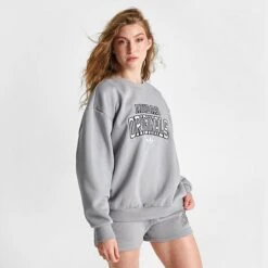 Women's Adidas Originals BF Varsity Crewneck Sweatshirt Solid Grey - IN7108 020 -Nike Store IN7108 020 M3