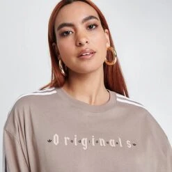 Women's Adidas Originals Oversized T-Shirt Chalky Brown - IQ3400 236 -Nike Store IQ3400 236 M5