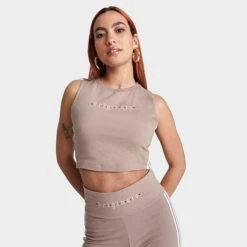 Women's Adidas Originals Crop Tank Chalky Brown - IQ3404 236