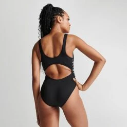 Women's Nike Swim Tape One Piece Swimsuit Black - NESSD296 001 -Nike Store NESSD296 001 M4