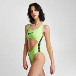 Women's Nike Swim Tape One Piece Swimsuit Volt Yellow - NESSD296 739 -Nike Store NESSD296 739 M3