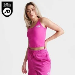 Women's The North Face Cropped Cami Tank Hot Pink - NF0A55AQÂ 651