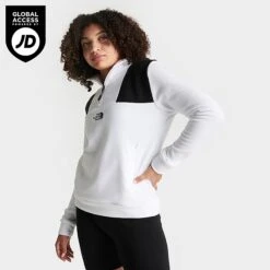 Women's The North Face Bonete Quarter-Zip Sweatshirt Black/White - NF0A83GT 100