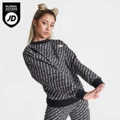 Women's The North Face All-over Print Crewneck Sweatshirt Black/All-over Print - NF0A859D 001