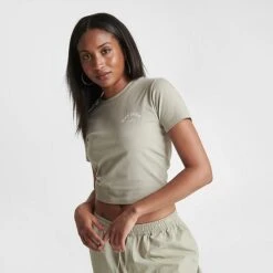 Women's Pink Soda Sport Aura Slim T-Shirt Agate Grey - PSW11687 630 -Nike Store PSW11687 630 M3