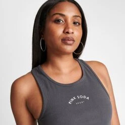 Pink Soda Sport Women's Pink Soda Halle Ribbed Tank Top Forged Iron - PSW11702 040 -Nike Store PSW11702 040 M5