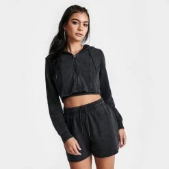 Women's Supply & Demand Corset Full-Zip Hoodie Acid Black - SUW16471 090