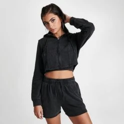 Women's Supply & Demand Corset Full-Zip Hoodie Acid Black - SUW16471 090 -Nike Store SUW16471 090 M3