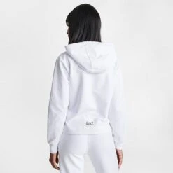 Women's Emporio Armani EA7 Cropped Hoodie White - TJCQZ010 100 -Nike Store TJCQZ010 100 M4