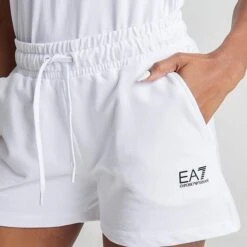Women's Emporio Armani Cotton Shorts White/Black - TJCQZ012 100 -Nike Store TJCQZ012 100 M5