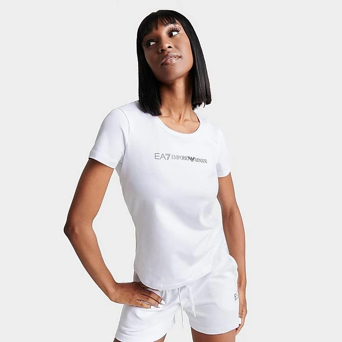Women's Emporio Armani EA7 Logo Fitted T-Shirt White - TJDLZ110 100 3 Women's Emporio Armani EA7 Logo Fitted T-Shirt White - TJDLZ110 100