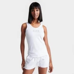 Women's Emporio Armani EA7 Tank Top White - TJFKZ011 104