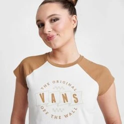Women's Vans OTW Branch Raglan Cropped T-Shirt Marshmallow/Tobacco Brown - VN0003KP BRT -Nike Store VN0003KP BRT M5
